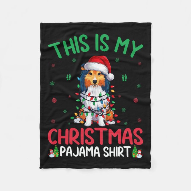 Ugly Julafton Träd Santa Shetland Sheepdog Hund Ch Fleecefilt (Framsidan)