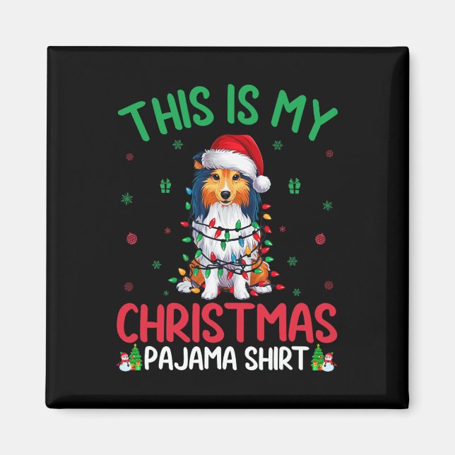 Ugly Julafton Träd Santa Shetland Sheepdog Hund Ch Magnet (Framsidan)