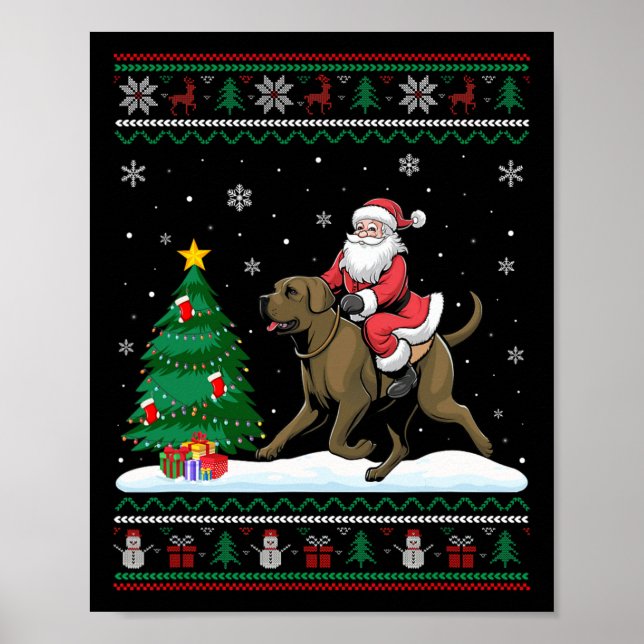 Ugly Julgran Ljus Julafton Santa Riding Afado Poster (Framsidan)