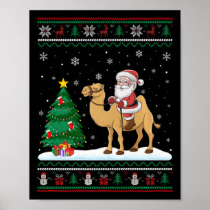 Ugly Julgran Ljus Julafton Santa Riding Bactr Poster