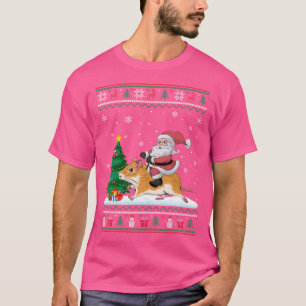 Ugly Julgran Ljus Julafton Santa Riding Gerbi T Shirt