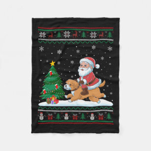 Ugly Julgran Ljus Julafton Santa Riding Malti Fleecefilt