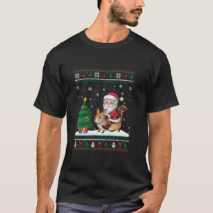 Ugly Julgran Ljus Julafton Santa Riding Pika T Shirt