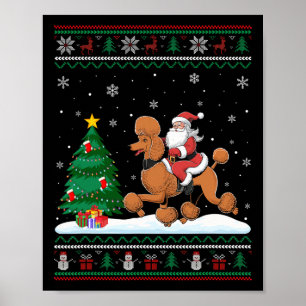 Ugly Julgran Ljus Julafton Santa Riding Poodl Poster