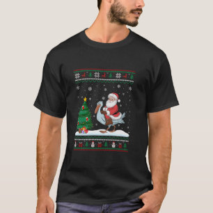 Ugly Julgran Ljus Julafton Santa Riding Spoon T Shirt