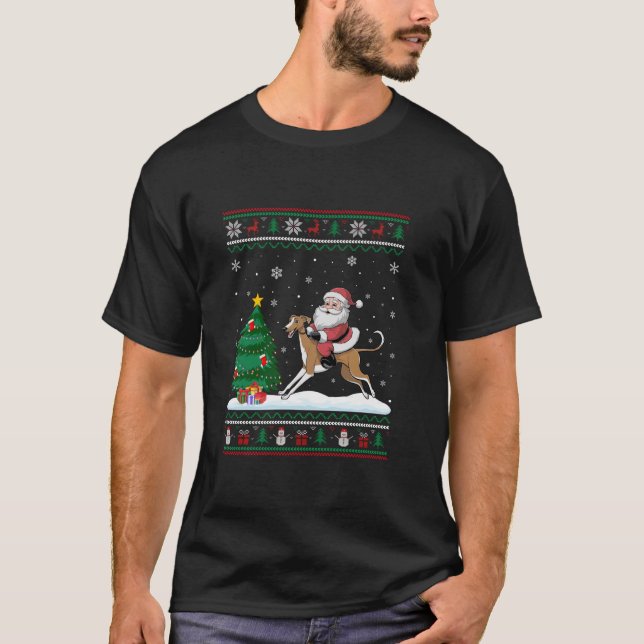 Ugly Julgran Ljus Julafton Santa Riding Whipp T Shirt (Framsida)
