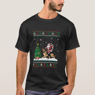 Ugly Julgran Ljus Santa Riding German Hon T Shirt