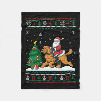 Ugly Julgran Ljus Santa Riding Goldendood Fleecefilt