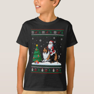 Ugly Julgran Ljus Santa Riding Rough Coll T Shirt