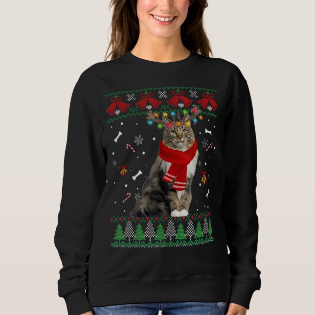 Ugly Kitten Santa Cat Ljus T Shirt (Framsida)