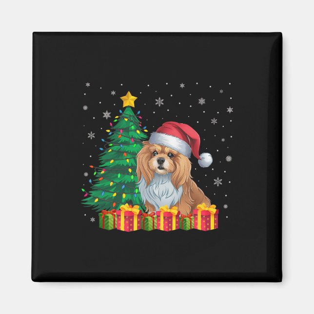 Ugly Lhasa Apso Santa Hat jul Ljus Hund Lov Magnet (Framsidan)