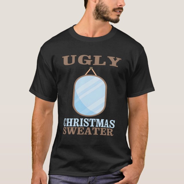 Ugly med Spegel T Shirt (Framsida)