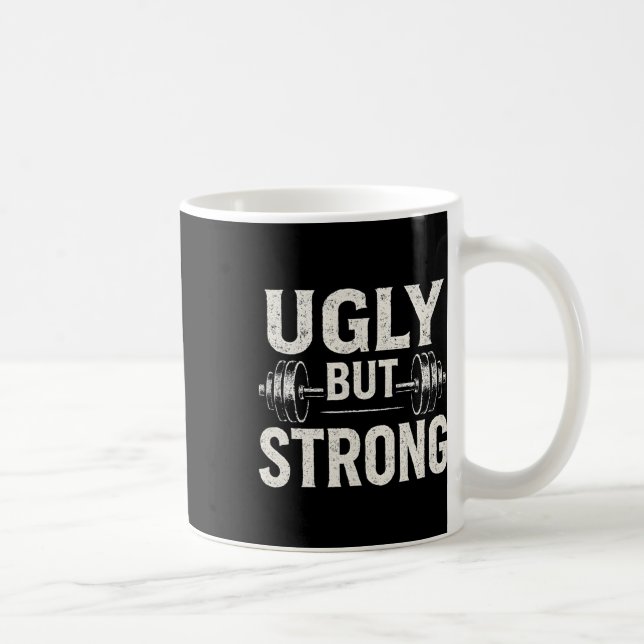 Ugly men Strong Funny Gym Workout Barbell Kaffemugg (Höger)