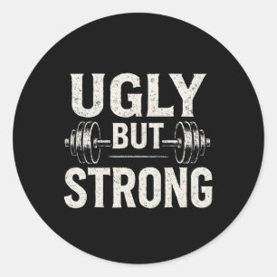 Ugly men Strong Funny Gym Workout Barbell Runt Klistermärke