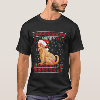 Ugly Merry Dogmas Golden Retriever Hund Santa Hat T Shirt