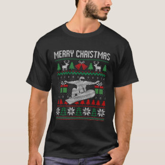 Ugly Merry Snowboarding Santa Julafton Costume Gif T Shirt