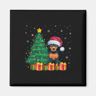Ugly Miniature Pinscher Santa Hat jul Ljus Magnet