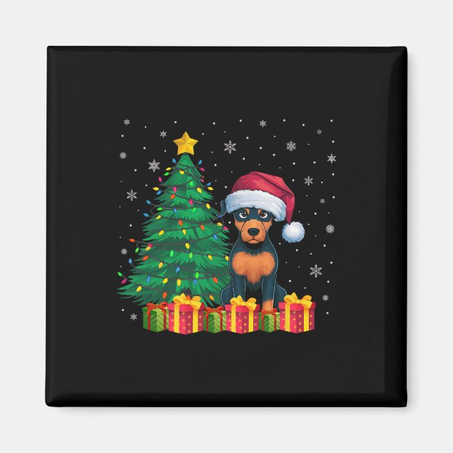 Ugly Miniature Pinscher Santa Hat jul Ljus Magnet (Framsidan)