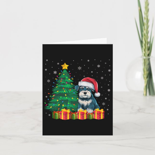 Ugly Miniature Schnauzer Santa Hat-julljus Kort (Framsida)