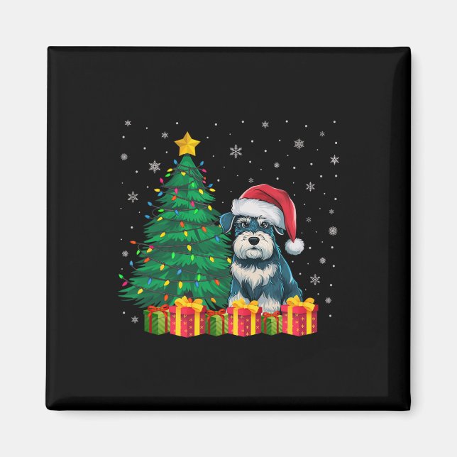Ugly Miniature Schnauzer Santa Hat-julljus Magnet (Framsidan)