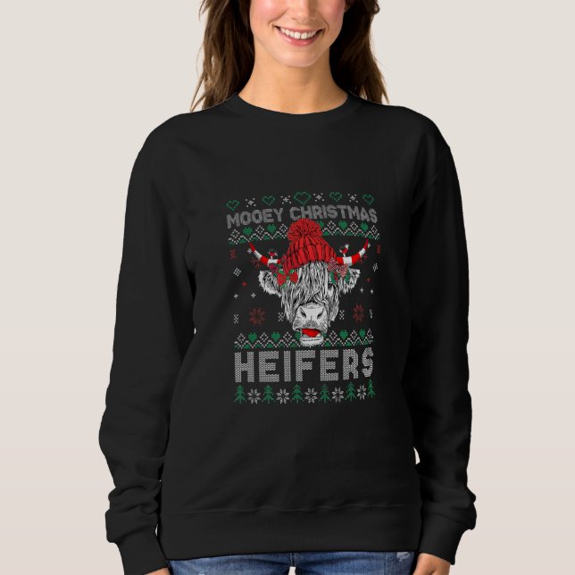 Ugly Mooey Christmas Heifers Santa Cow T Shirt (Framsida)