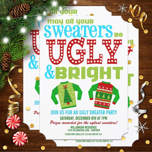 Ugly 'n Bright Jul Sweater Party-inbjudan Inbjudningar (Skapare uppladdad)