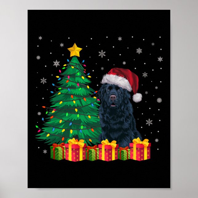 Ugly Newfoundland Santa Hat jul Ljus Hund L Poster (Framsidan)