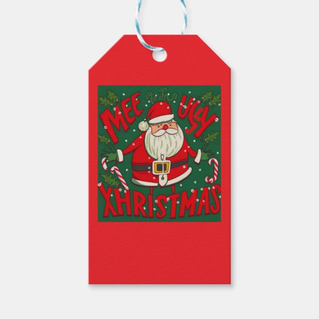 Ugly och funny jultomts design presentetikett (Framsidan)