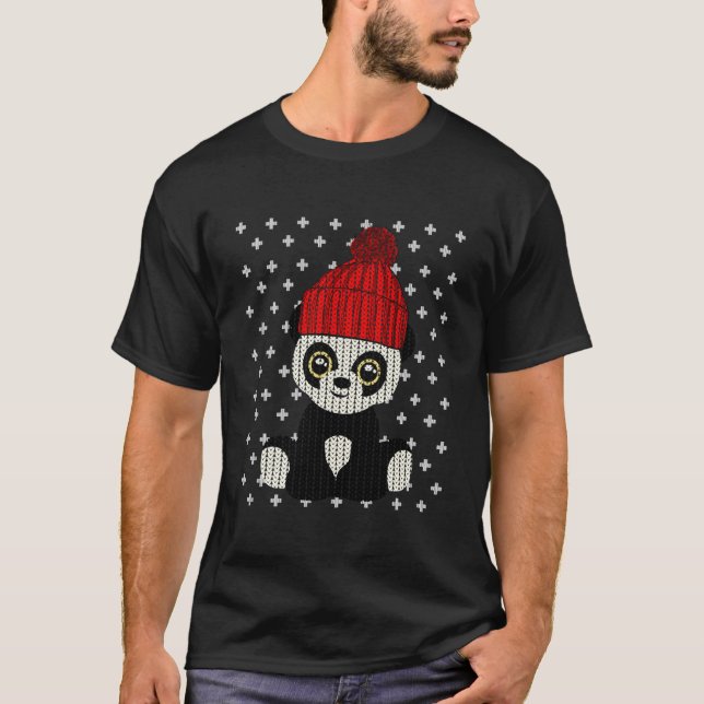 Ugly Panda Bear Santa X-Mas T Shirt (Framsida)