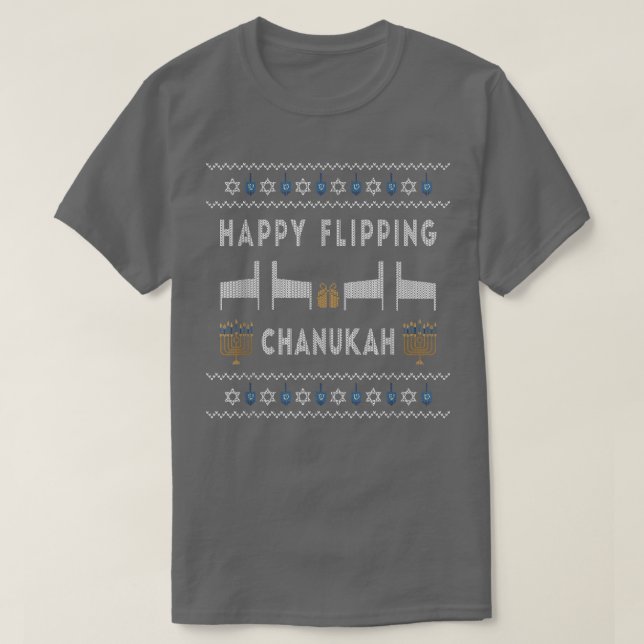 Ugly Pinball Happy Flipping Chanukah Hanukkah Pinb T Shirt (Design framsida)