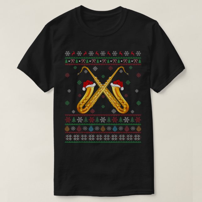 Ugly Saxophone Music Lover Matching Saxophone Chri T Shirt (Design framsida)