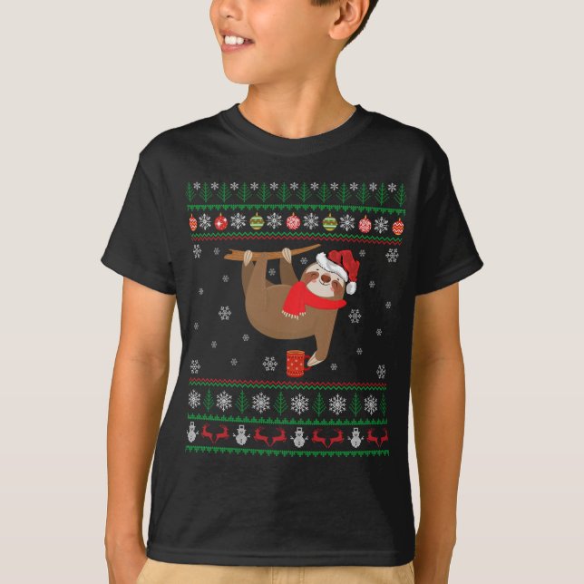 Ugly Sloth Älskare Julafton Gift Santa Hat Ugly Sl T Shirt (Framsida)