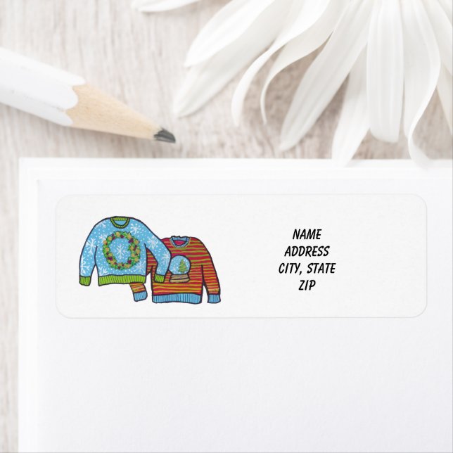 Ugly Sweater Address Label Returadress Etikett (Insitu)