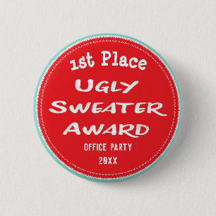 Ugly Sweater Award Office Party 1:a Ställe Knapp
