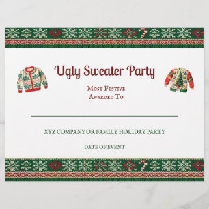Ugly Sweater Award Party certifikat