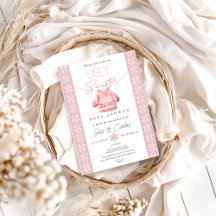 Ugly Sweater Baby Shower-inbjudan, Rosa Shower