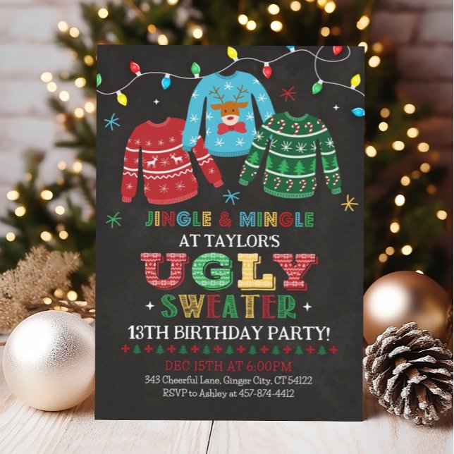 Ugly Sweater Birthday bjudande, Ugly Sweater Inbjudningar (Skapare uppladdad)