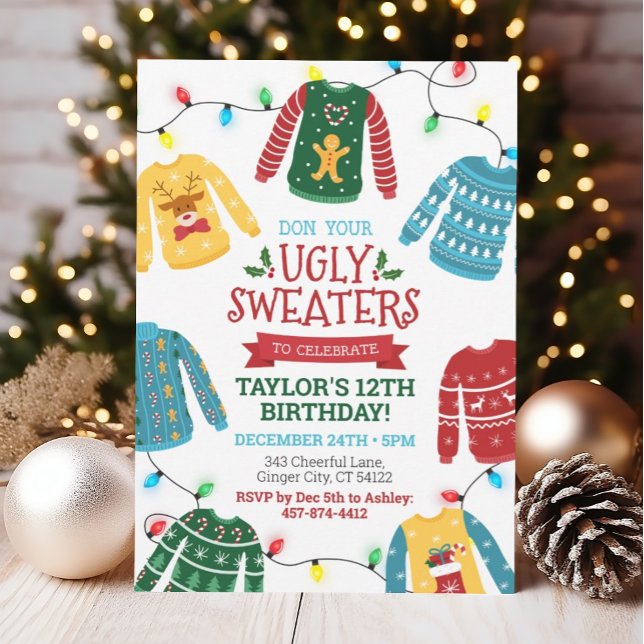 Ugly Sweater Birthday-inbjudan Inbjudningar (Skapare uppladdad)