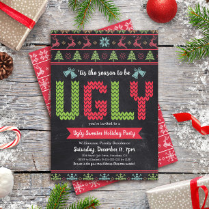 Ugly Sweater Chalkboard-Julfest Inbjudningar