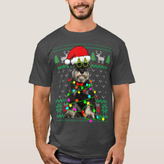Ugly Sweater Christmas Lights Schnauzer Dog Puppy T Shirt