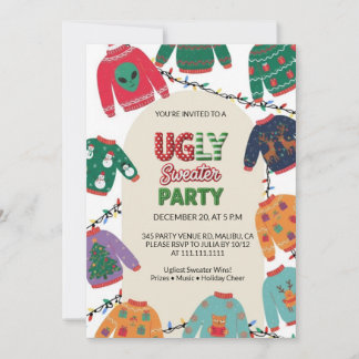 Ugly Sweater Christmas Party Inbjudningar