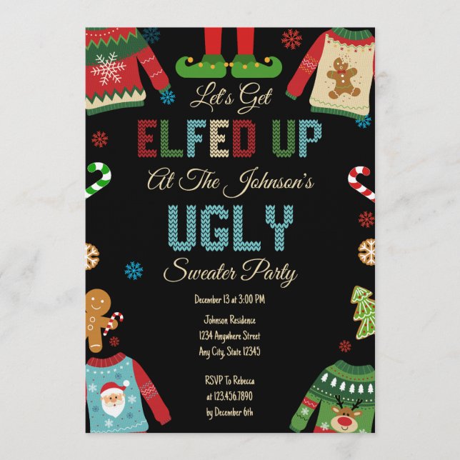 Ugly Sweater Christmas Party Inbjudningar (Framsida)