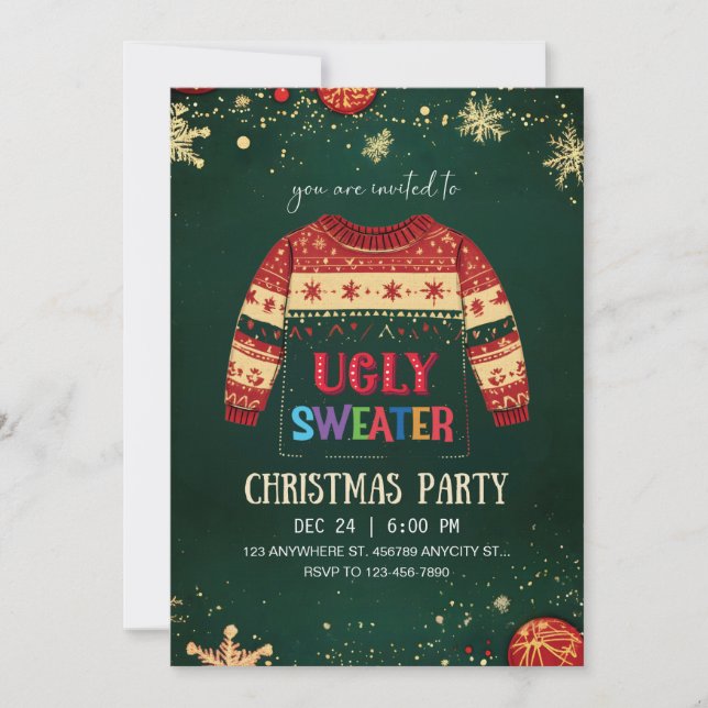 Ugly Sweater Christmas Party Invitation Inbjudningar (Framsida)