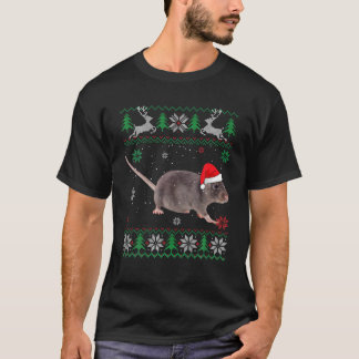 Ugly Sweater Christmas Rat Lover Santa Hat Animals T Shirt