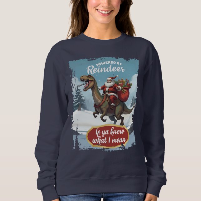 Ugly sweater Christmas Santa tyrannosaurus t-rex T Shirt (Framsida)