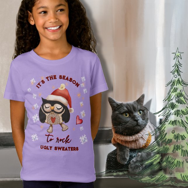 Ugly Sweater Cute Girly Uggla T-Shirt (Ugly Sweater Cute Girly Owl T-Shirt)