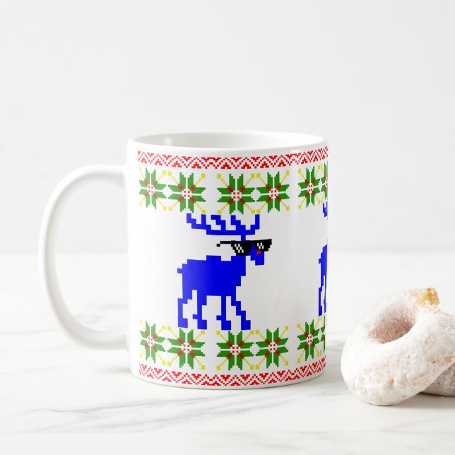 Ugly Sweater (Deal With It) Reindeer Christmas Kaffemugg (Med munk)