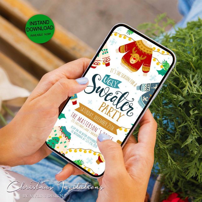 Ugly Sweater Digital-julfest-inbjudan Julkort (Skapare uppladdad)