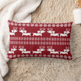 Ugly Sweater Fair Isle Reindeer Dachshund Pillow Lumbarkudde