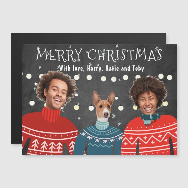 Ugly Sweater Family Christmas Card ,Funny Christma (Fram/baksida)